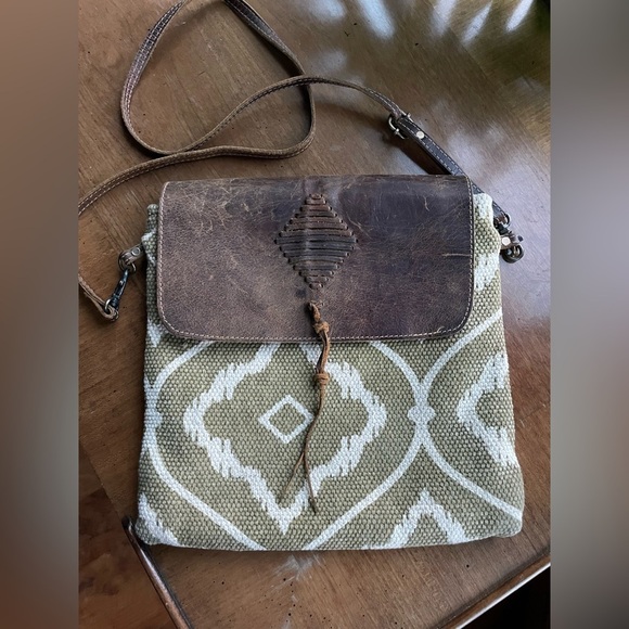 Myra Bag Canvas and Leather Crossbody Bag - Picture 1 of 10